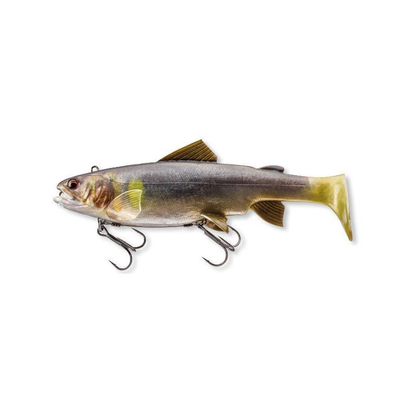 DAIWA Prorex Live Trout Swimbait DF 18cm 90g Live Ayu lure featuring realistic fish design, dual treble hooks, and lifelike swimming action.