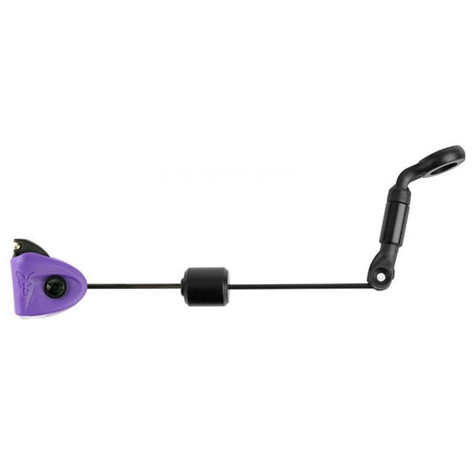 FOX Black Label Mini Swinger 16g Purple bite indicator with sleek black arm, purple head, and adjustable weight system for fishing.