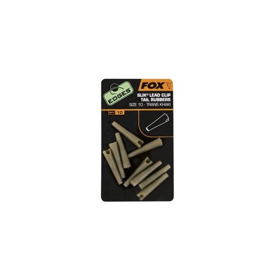 FOX Edges Slik Lead Clip Tail Rubber Gr.10 Trans Khaki 10Stk.