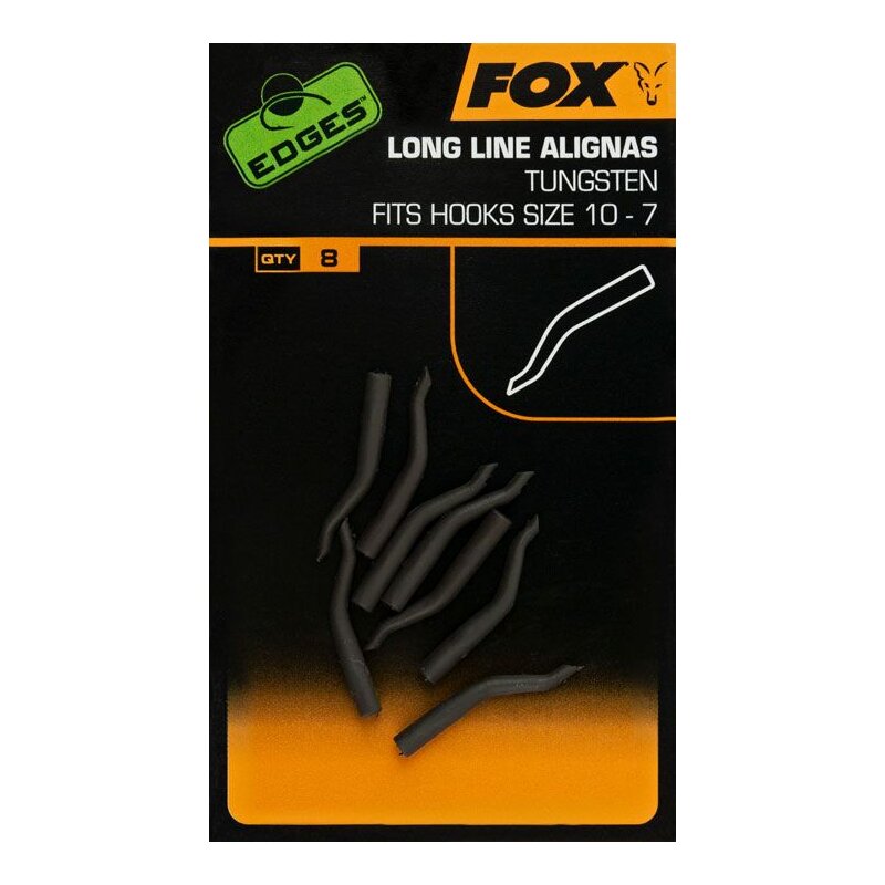 FOX Edges Tungsten Line Aligna Long Gr.10-7 8Stk. for terminal tackle, designed for hook sizes 10 to 7, enhancing rig efficiency.