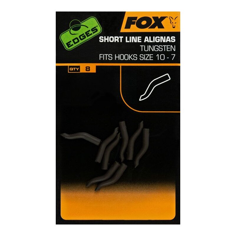 FOX Edges Tungsten Line Aligna Short Gr.10-7 8Stk. in black, designed for terminal tackle, suitable for hooks size 10 to 7, packaged in a set of 8.