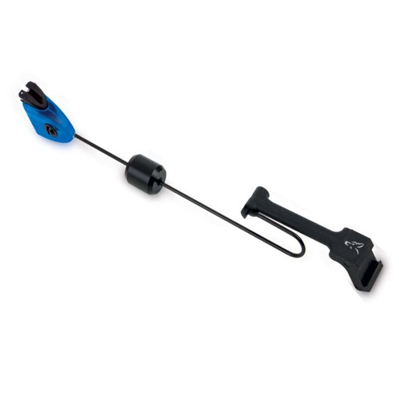 FOX MK3 Swinger 50g Blue bite indicator with a sleek blue head, adjustable tension system, and durable black arm for precise fishing.