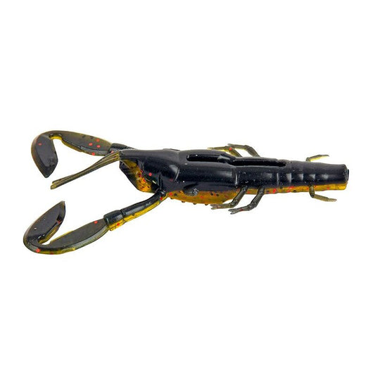 FOX RAGE Critter 7cm Ultra UV Dark Oil lure with scorpion-like design, featuring dark oil color with red and yellow accents for fishing.