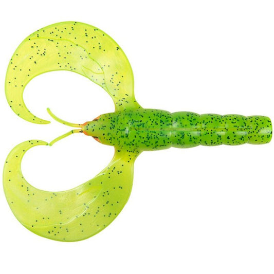 FOX RAGE Mega Craw 20cm UV Lemon Tiger lure featuring a vibrant yellow-green body with black speckles and realistic claw design for fishing.