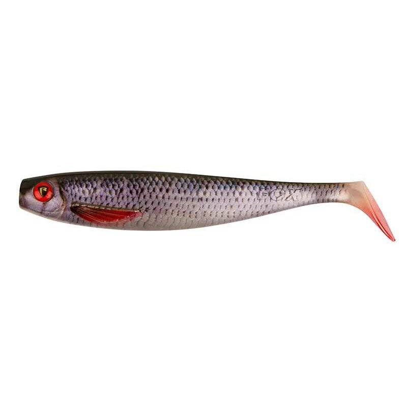 FOX RAGE Pro Shad 23cm Supernatural Roach lure with realistic fish design, red fins, and lifelike detailing for predator fishing.