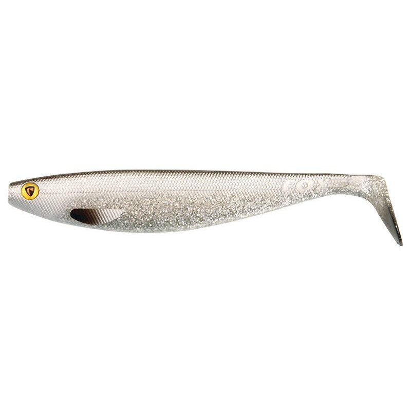 FOX RAGE Pro Shad Natural Classic II 10cm 6g Silver Bleak lure with a sleek silver body, realistic details, and paddle tail design for fishing.