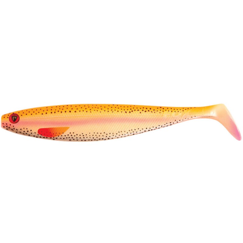 FOX RAGE Pro Shad Natural Classic II 18cm 33g Golden Trout lure featuring a lifelike golden trout design with a soft paddle tail for fishing.