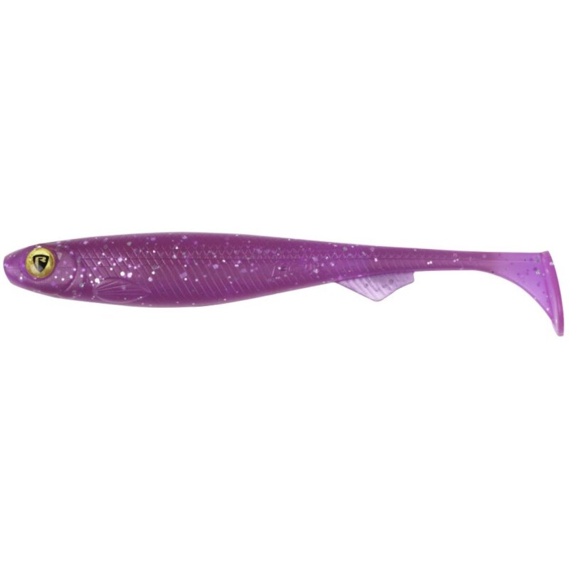 FOX RAGE Slick Shad 11cm 8g Ultra UV Purple Rain lure with a sleek purple body, paddle tail, and lifelike detailing for predator fishing.