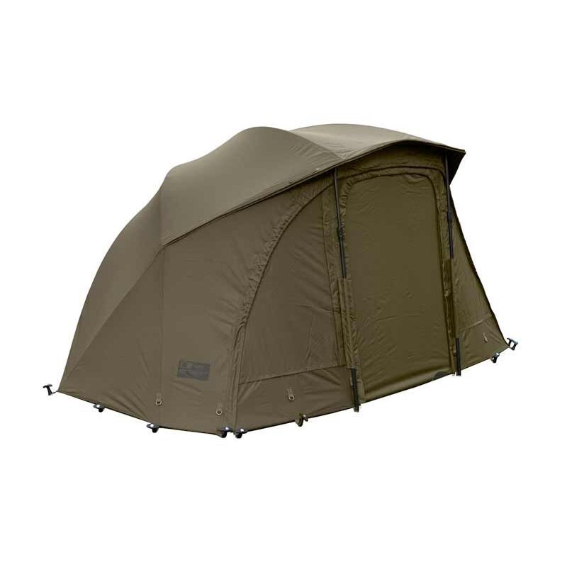 FOX Retreat Brolly System inkl. Vapour Infill 262x178x12cm in olive green, featuring a durable and weather-resistant camping shelter design with zippered door and reinforced structure.