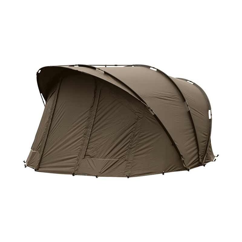 FOX Voyager 2 Person Bivvy 315x330x185cm in olive green, featuring a durable frame and spacious design for camping comfort.