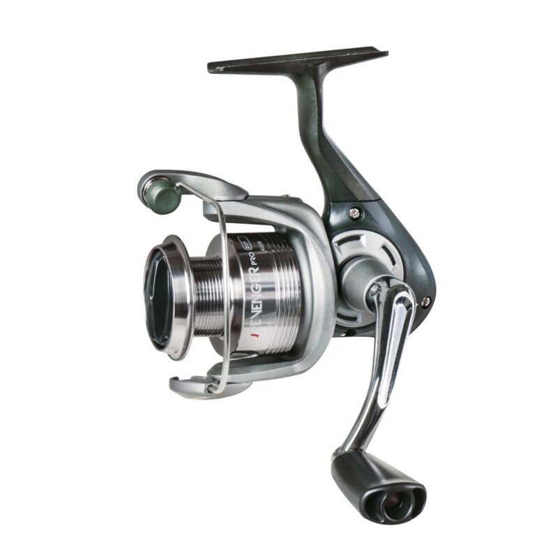 OKUMA Revenger Pro 40 FD fishing reel with a sleek silver and black design, featuring a durable handle and smooth spool for optimal performance.