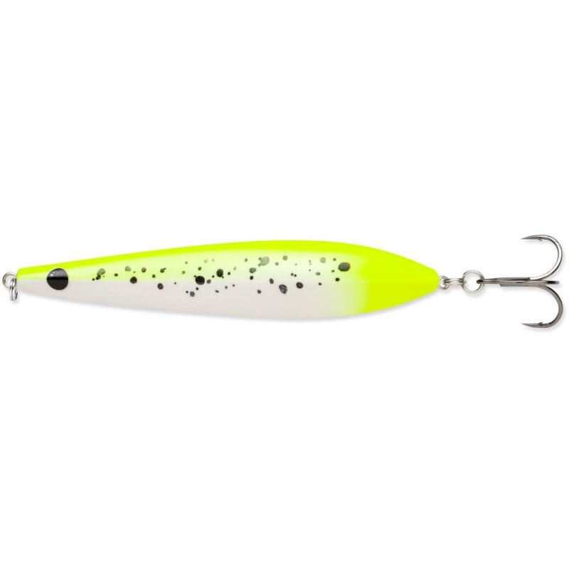 RAPALA Kallan 11cm 26g lure in silver and fluorescent chartreuse with black speckled pattern, designed for fishing.