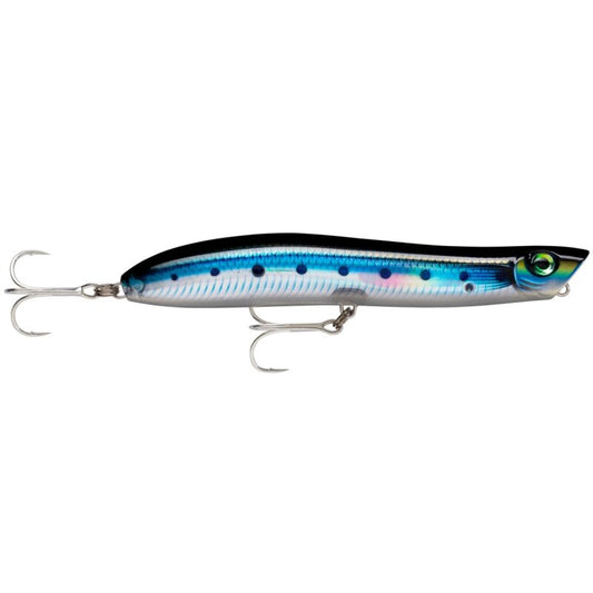 RAPALA Maxrap Walk'N Roll 10cm 13g HD Blue Sardine lure with lifelike blue sardine pattern, dual treble hooks, and sleek design for fishing.