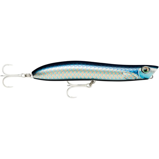 RAPALA Maxrap Walk'N Roll 13cm 29g High Speed lure with a sleek blue and silver finish, featuring two treble hooks for high-speed fishing performance.