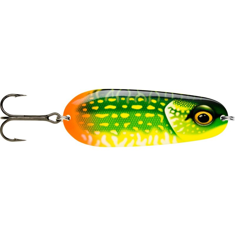 RAPALA Nauvo 6,6cm 19g Live Pike fishing lure with vibrant green, yellow, and orange design, featuring a lifelike pike pattern and a treble hook.