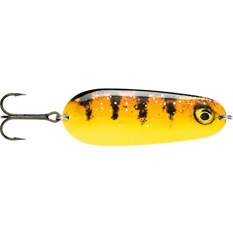 RAPALA Nauvo 6,6cm 19g Mixed Metal fishing lure with a yellow and black striped design, featuring a treble hook for effective fishing.