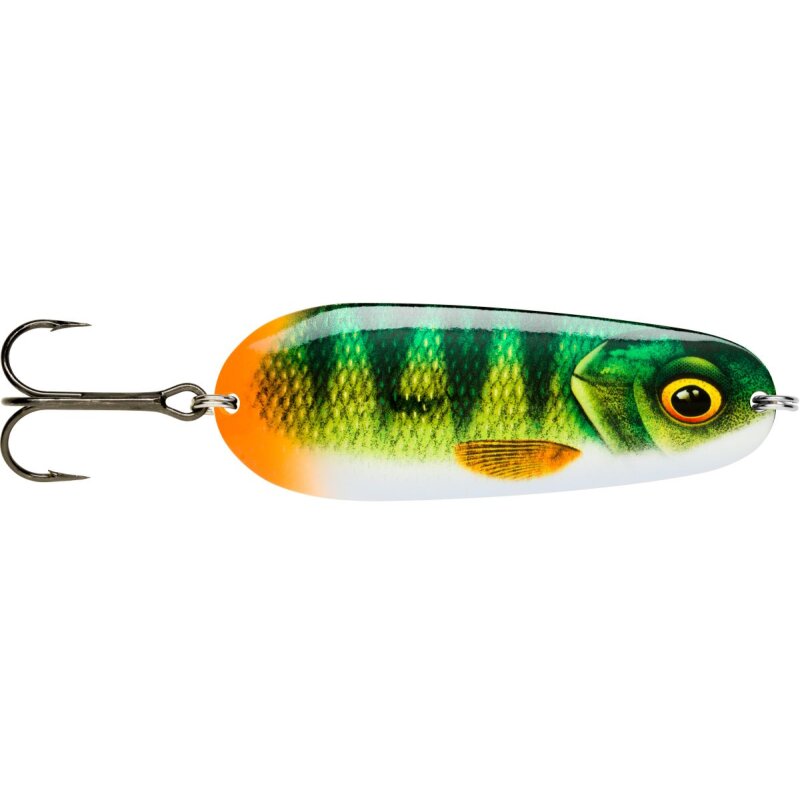 RAPALA Nauvo 9,5cm 37g Live Perch fishing lure with vibrant green, orange, and yellow perch pattern and treble hook.