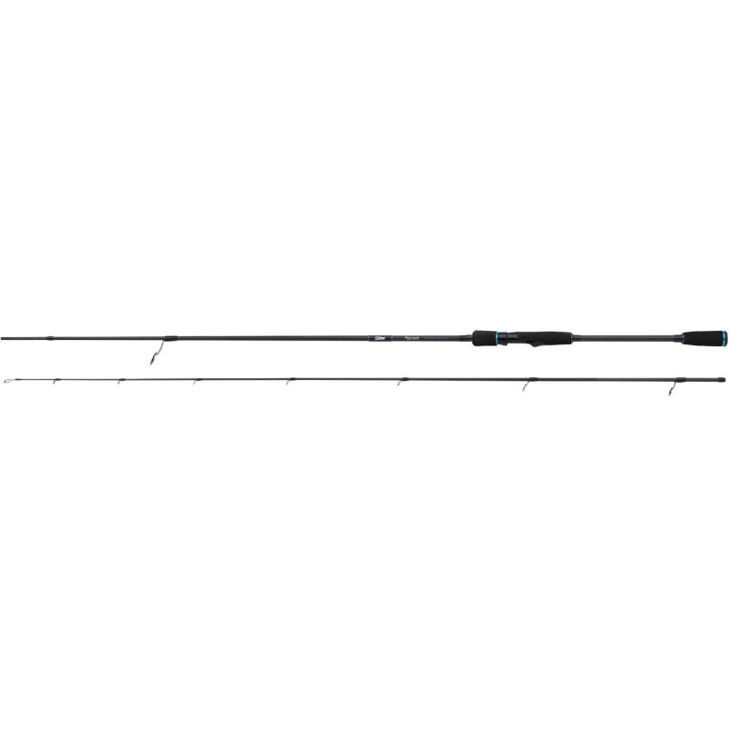 SALMO Hornet Pro Finesse 2,1m 3-14g spinning rod with a sleek black design, ergonomic handle, and two-piece construction for precision fishing.