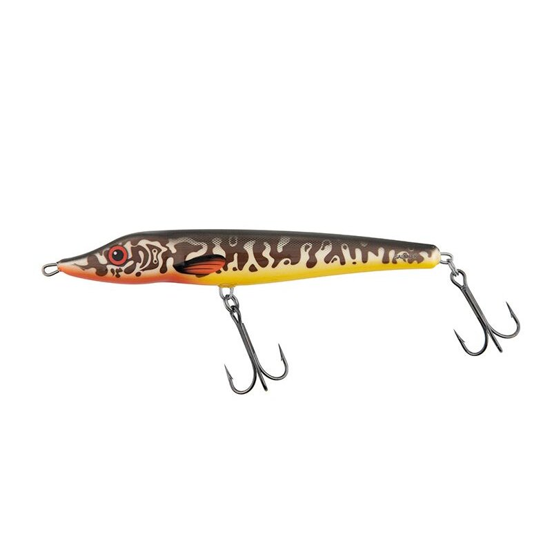 SALMO Jack 18S 18cm 70g Amur Pike fishing lure with realistic pike pattern, dual treble hooks, and durable design for predator fishing.