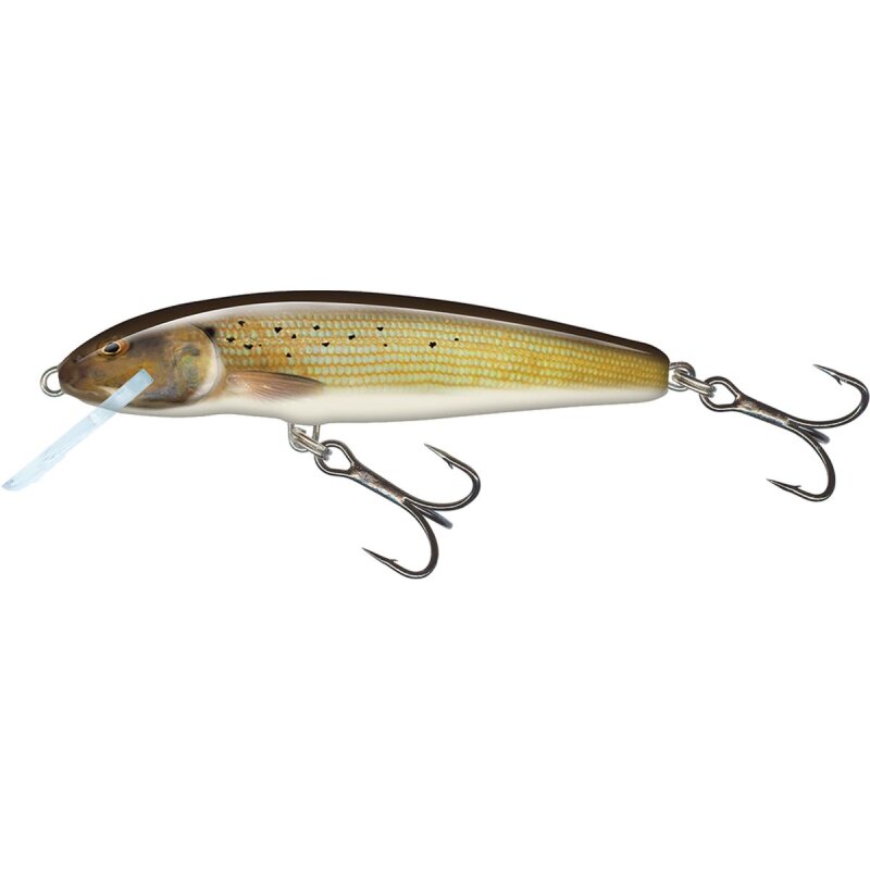 SALMO Minnow Sinking 5cm 5g Grayling 6cm fishing lure with realistic grayling pattern, dual treble hooks, and durable design for freshwater fishing.