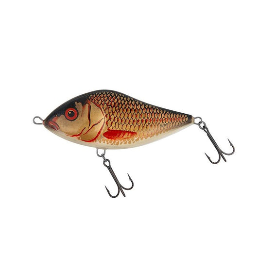 SALMO Slider 16S 16cm 152g Gold Back fishing lure with lifelike fish design, dual treble hooks, and gold back finish for predator fishing.