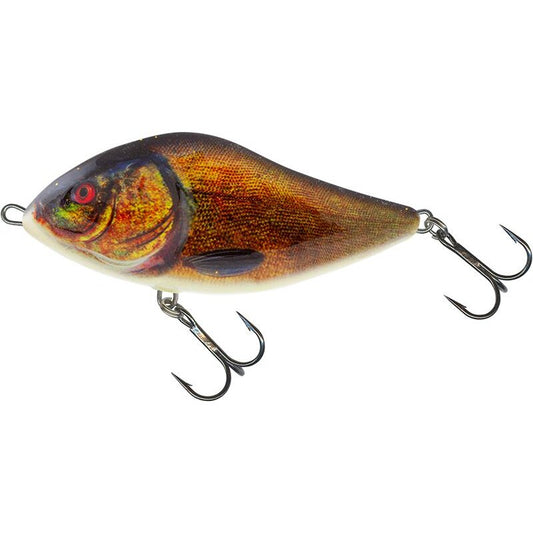 SALMO Slider Floating 12cm 60g Supernatural Tench lure with realistic tench pattern, dual treble hooks, and durable design for fishing.