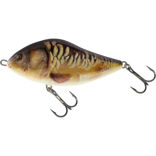 SALMO Slider Sinking 12cm 70g Supernatural Mirror Carp fishing lure with realistic carp design and dual treble hooks.