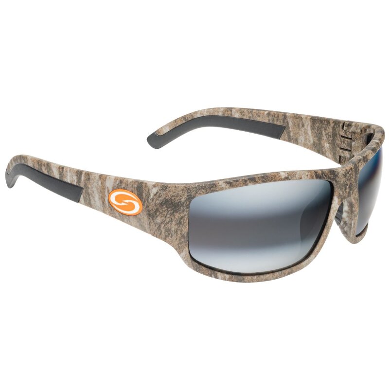 STRIKE KING S11 Optics sunglasses with Caddo Mossy Oak frame and DAB amber lenses, featuring a durable design for outdoor activities.