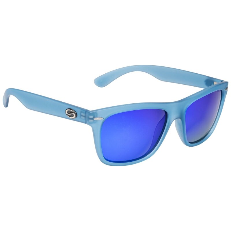 STRIKE KING SK Plus Cash sunglasses with matte translucent blue frame and white blue mirror gray base lenses, ideal for outdoor activities.