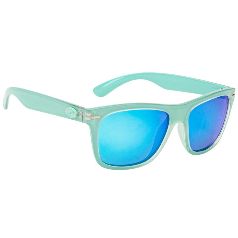 STRIKE KING SK Plus Cash sunglasses with seafoam crystal frame and white blue mirror gray base lenses, ideal for outdoor activities.