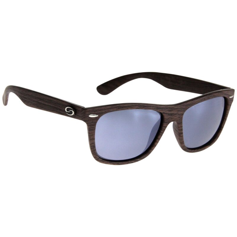 STRIKE KING SK Plus Cash sunglasses with a woodgrain frame and black mirror gray base lenses, offering a stylish and durable design.