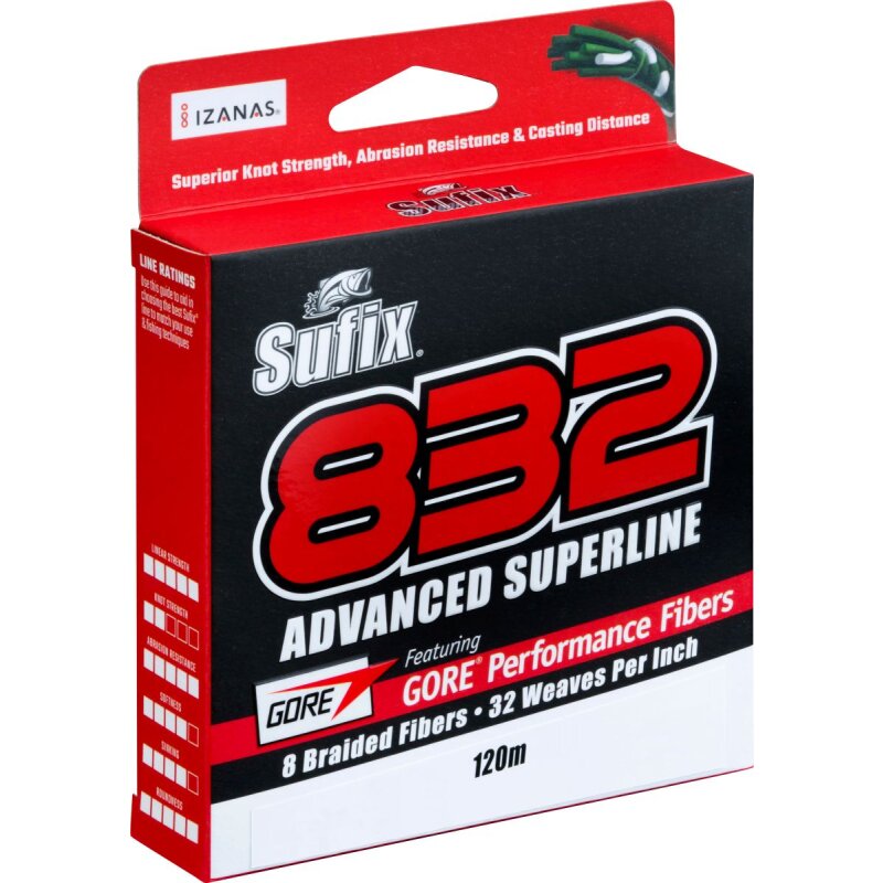 SUFIX 832 Advanced Superline 0,08mm 4,6kg 120m Lo-Vis Green