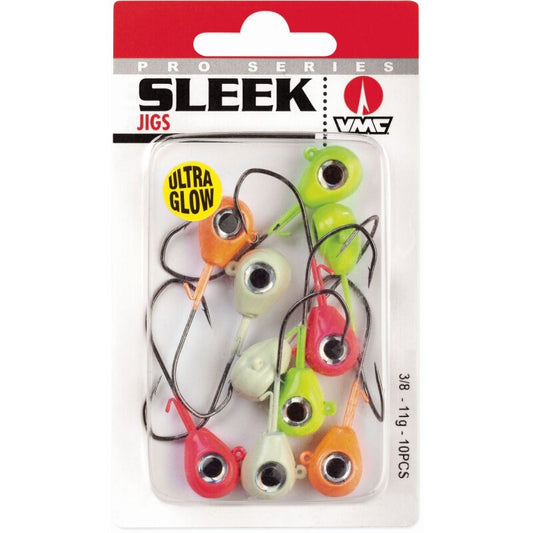 VMC Sleek Jig Glow Kit Gr.2/0 10,5g Black Nickel 10Stk.